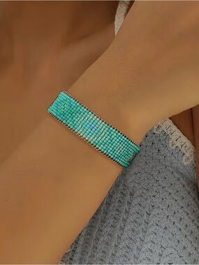 Turquoise Seed Bead Stretch Bracelet - Women Jewelry
